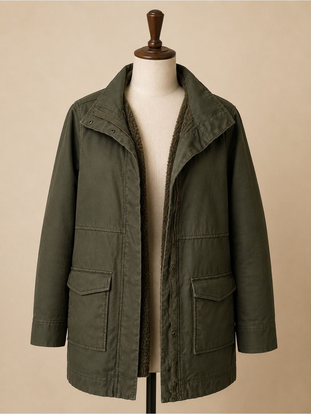 Prana Olive Green Fleece-Lined Jacket